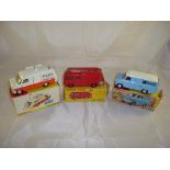 Three boxed Dinky vehicles to include a Police Accident Unit, a Fire Engine and a Kenwood Transit