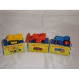 A groupf of three Matchbox Lesney vehicles to include a number 8 Caterpillar Truck, A number 58