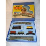 A boxed Hornby Dublo 2-rail train set appears complete to include a 69567 steam loco. G in F box