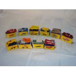 A group of Matchbox 1:75 series cars and trucks in original boxes as lotted. Generally G in P-F