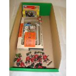 A group of Britains diecast toys to include a boxed garage forecourt set, a boxed motorcyle and a