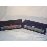 OO Gauge: A pair of boxed intermodal Bachmann container wagons (one pair with ECS containers, one
