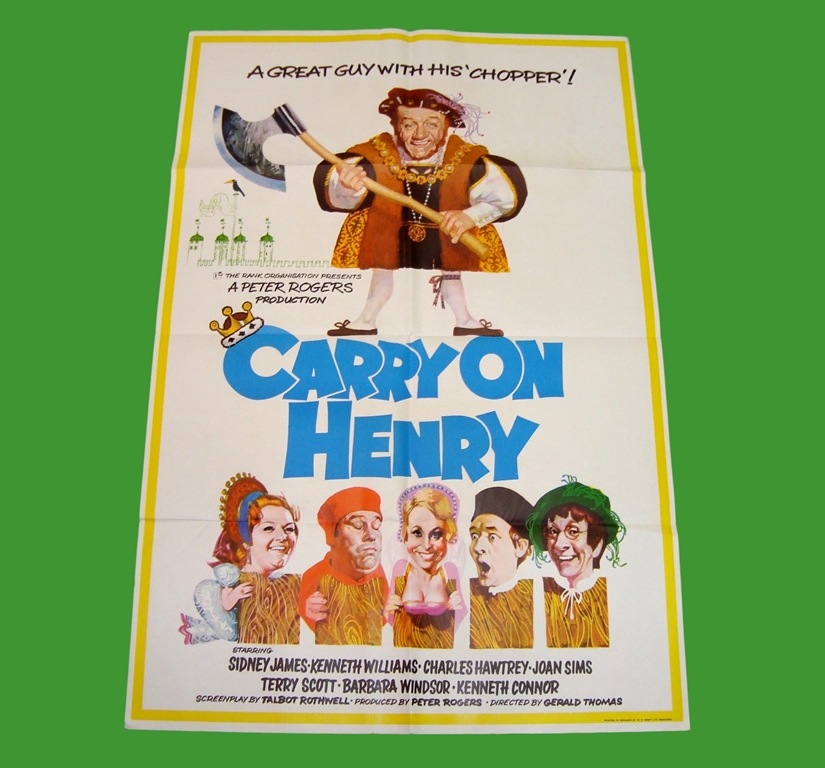 1971 - Carry On Henry - UK One Sheet featuring art by Arnoldo Putzo of Sid James as Henry VIII and