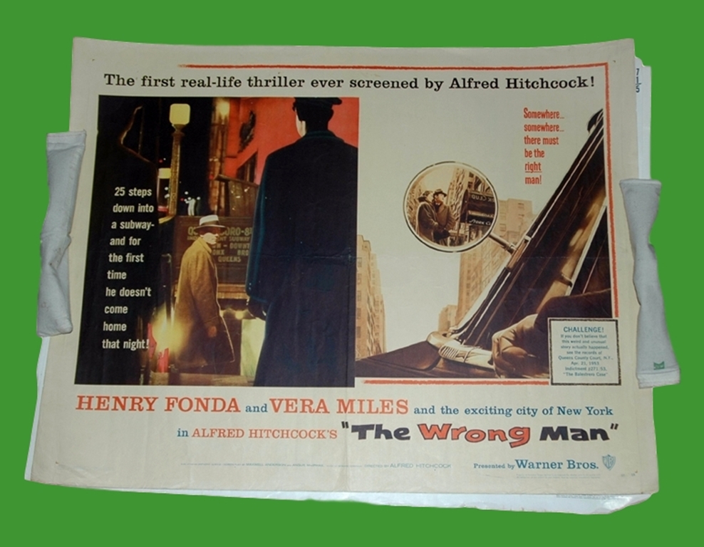 1956 - Wrong Man (The) - US Half Sheet - Alfred Hitchcock thriller starring Henry Fonda as an