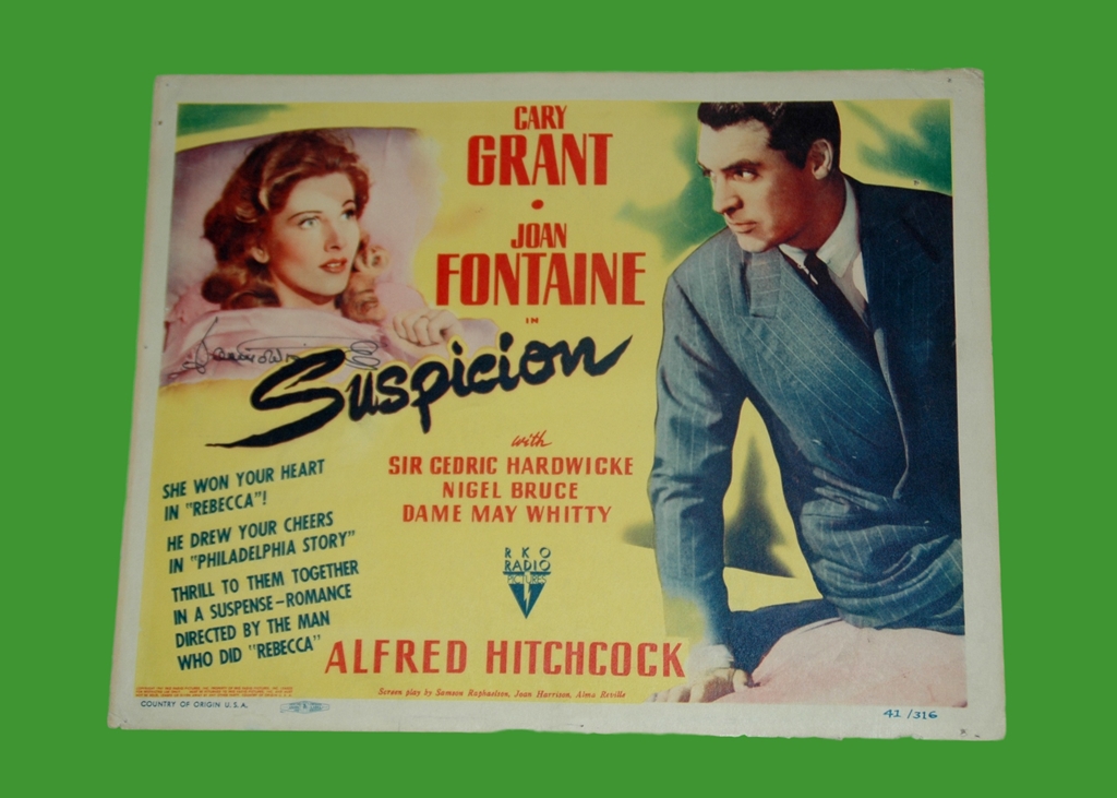 1941 - Suspicion - US Title Card. Alfred Hitchcock's seminal film starring Cary Grant and Joan