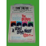1964 - Hard Days Night - US Window Card - A window card for showings of a Hard Days Night by The