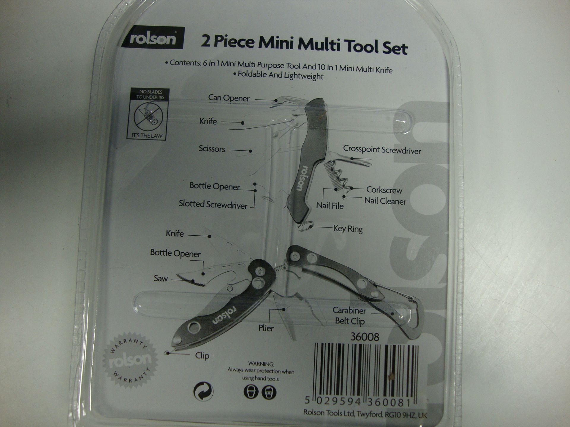 50x Rolson Red/Silver 2 Piece Mini Multi Tool Set - Image 3 of 5