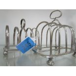 Silver toast rack and one other