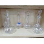 2 Victorian decanters and 4 other decanters