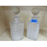 Pair of hobnail cut decanters