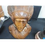 Carved Iron Wood Indian bust