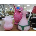 Pink art glass vase / pair of vases / carafe