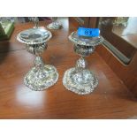 Pair of Continental silver and gold plate candlesticks