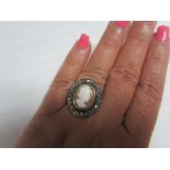 9ct gold rose cut diamonds cameo ring