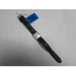 Cartier silver watch blue dial with black strap