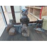 3 Carved ironwood owls