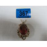 Believed to be 14ct gold citrine and pearl victorian pendant