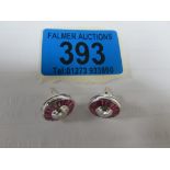 18ct white gold ruby and diamond earrings