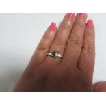 18ct gold Emerald and princess cut diamond ring