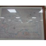 Large framed map of Caribbean