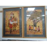 2 large framed african pictures