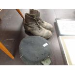 Pair army boots and RAF berets