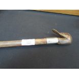 Ducks head silver band walking stick