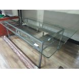 Glass top metal table