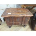 Carved wooden stool needlework box