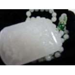 Oriental jade rectangular pendant