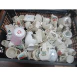 Box of crested ware including Goss ware