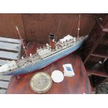 Model ship / silk cards / brass compass