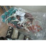 Bag of beads jet / cornelian etc