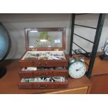 Jewellery box and contents and U.S.S.R alarm clock