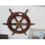 Heavy wood ships wheel wall-hanging