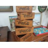 Set of 5 waxed Coca Cola wood boxes