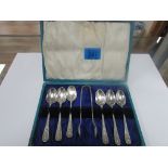 Cased E.P.N.S. spoons and prince line plated nips