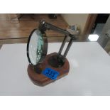 Wood desk magnifying glass on stand