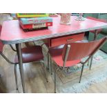 Red formica table and 4 chairs