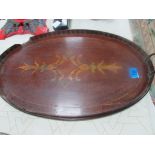 Edwardian inlaid oval tea tray (some faults)