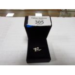 Silver and 3 diamond ring