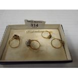 x 4 9ct Gold and diamond rings