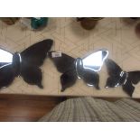 Set of 3 mirror graduated butterfly wall mirrors