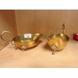 2 brass sauce boats