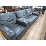 Leather sofa and 2 armchairs