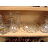 x 9 cut glass items including decanters