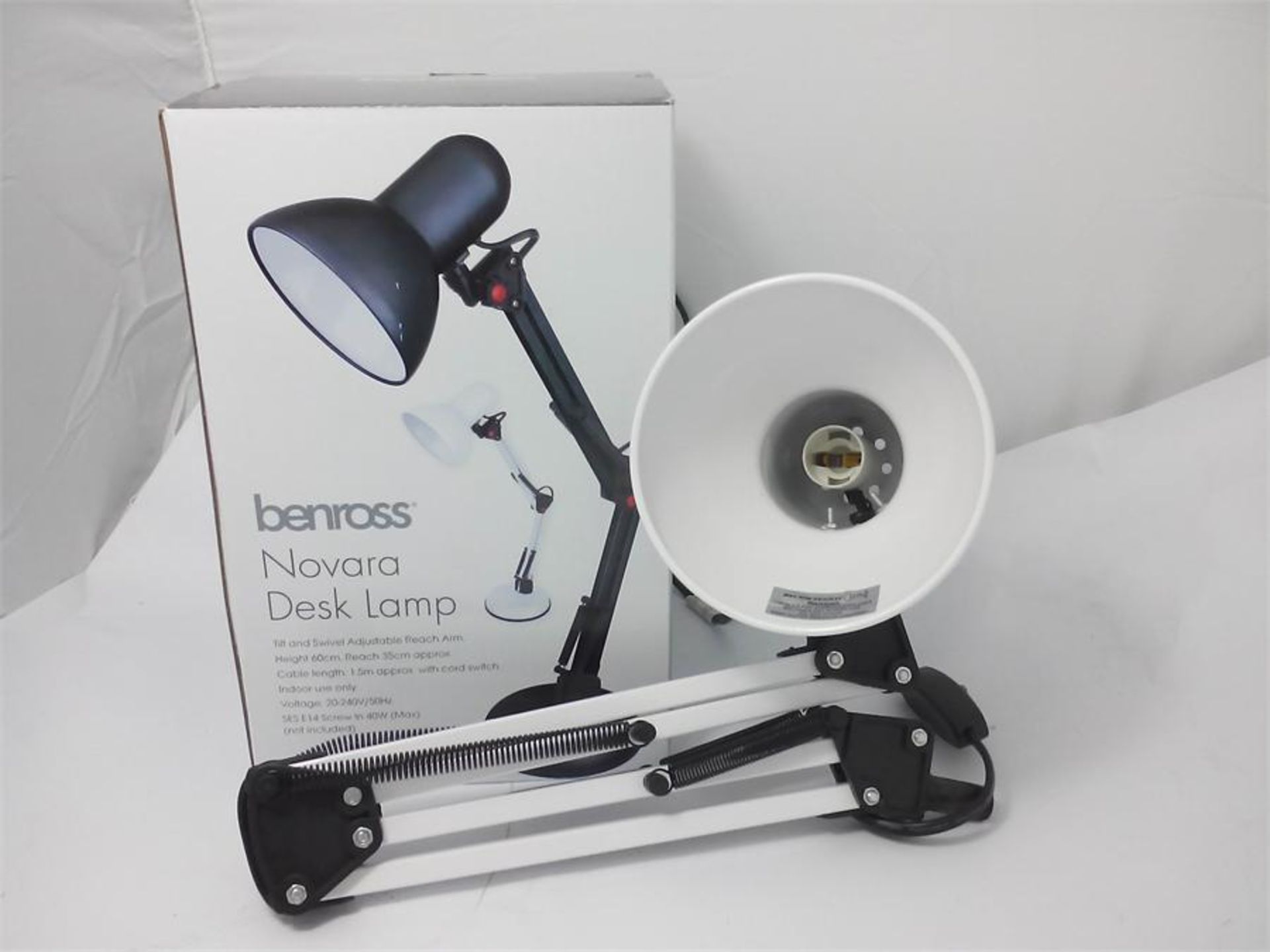 Benross Illumini 36700 E14 Small Edison Screw 40 W Classic Swing Arm Swivel Lamp, White