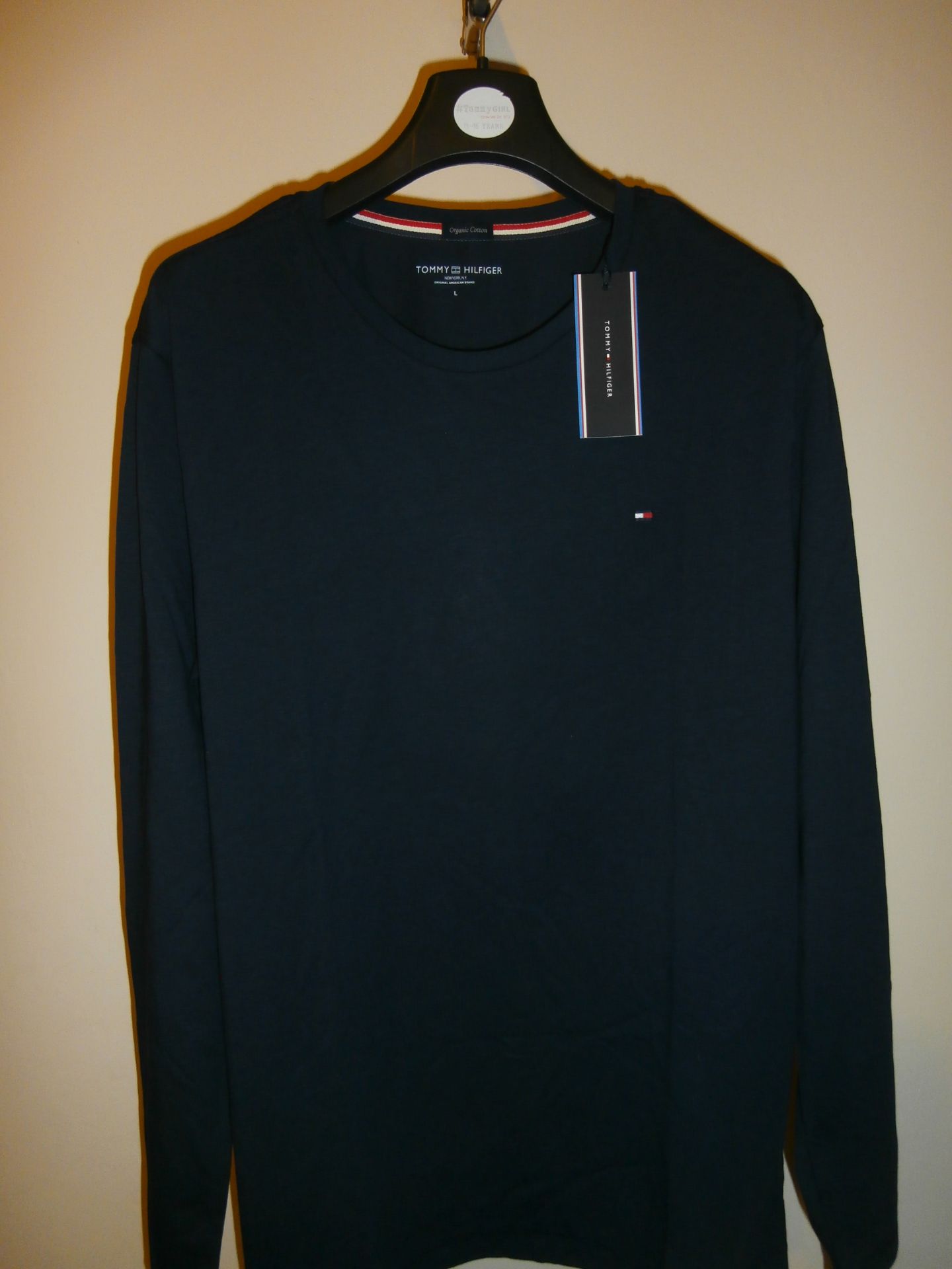 NEW. Tommy Hilfiger, Norton cn tee Is, Navy, Long Sleeved, Crew Neck, TOP. Size L. RRP £50