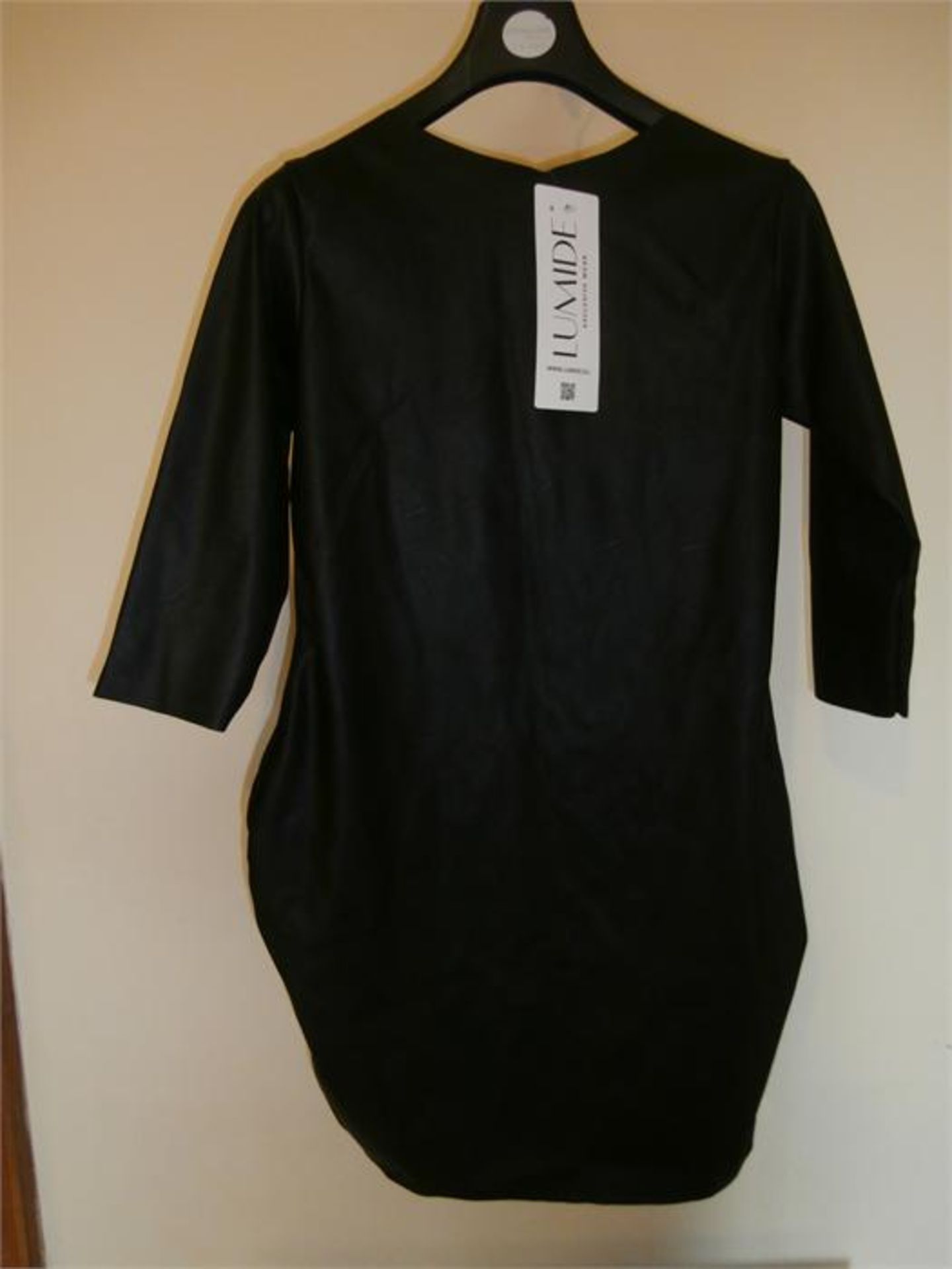 NEW. Lumide, Ladies, Black, Faux Leather Sleeves and Front of DRESS. Size S/M. RRP £9
