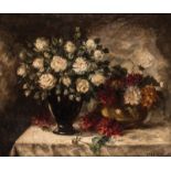 Alex Lallemand Still life with roses and chrysanthemum. Oil on canvas. Signed (lower right).